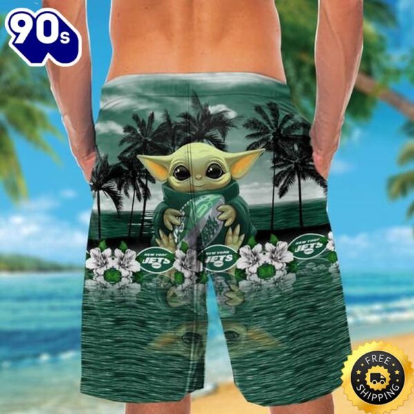New York Jets And Baby Yoda Hawaiian Shirt Short