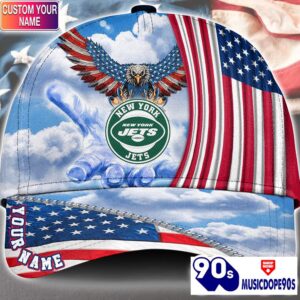 New York Jets Cap Pride US 4th Of July Cap Veterans Cap Custom Name