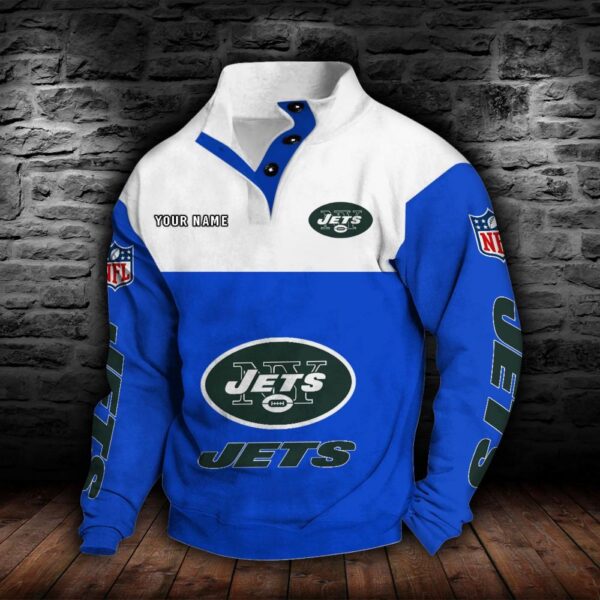 New York Jets Double Breasted Stand Collar Hoodie
