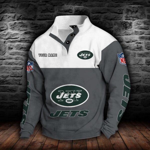 New York Jets Double Breasted Stand Collar Hoodie