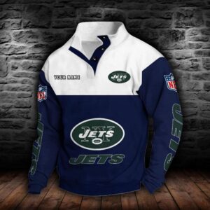 New York Jets Double Breasted Stand Collar Hoodie