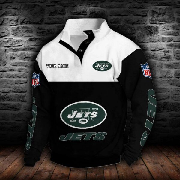 New York Jets Double Breasted Stand Collar Hoodie