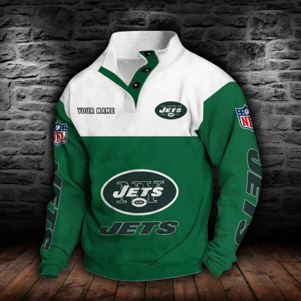 New York Jets Double Breasted Stand Collar Hoodie