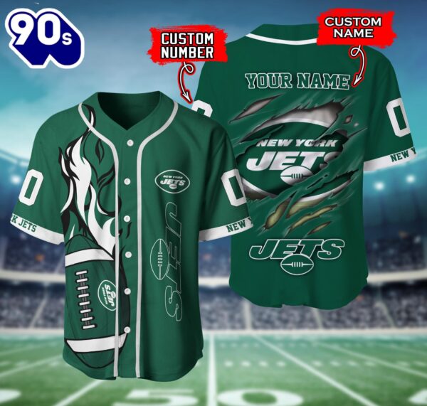New York Jets NFL 3D Personalized Baseball Shirt For Fans