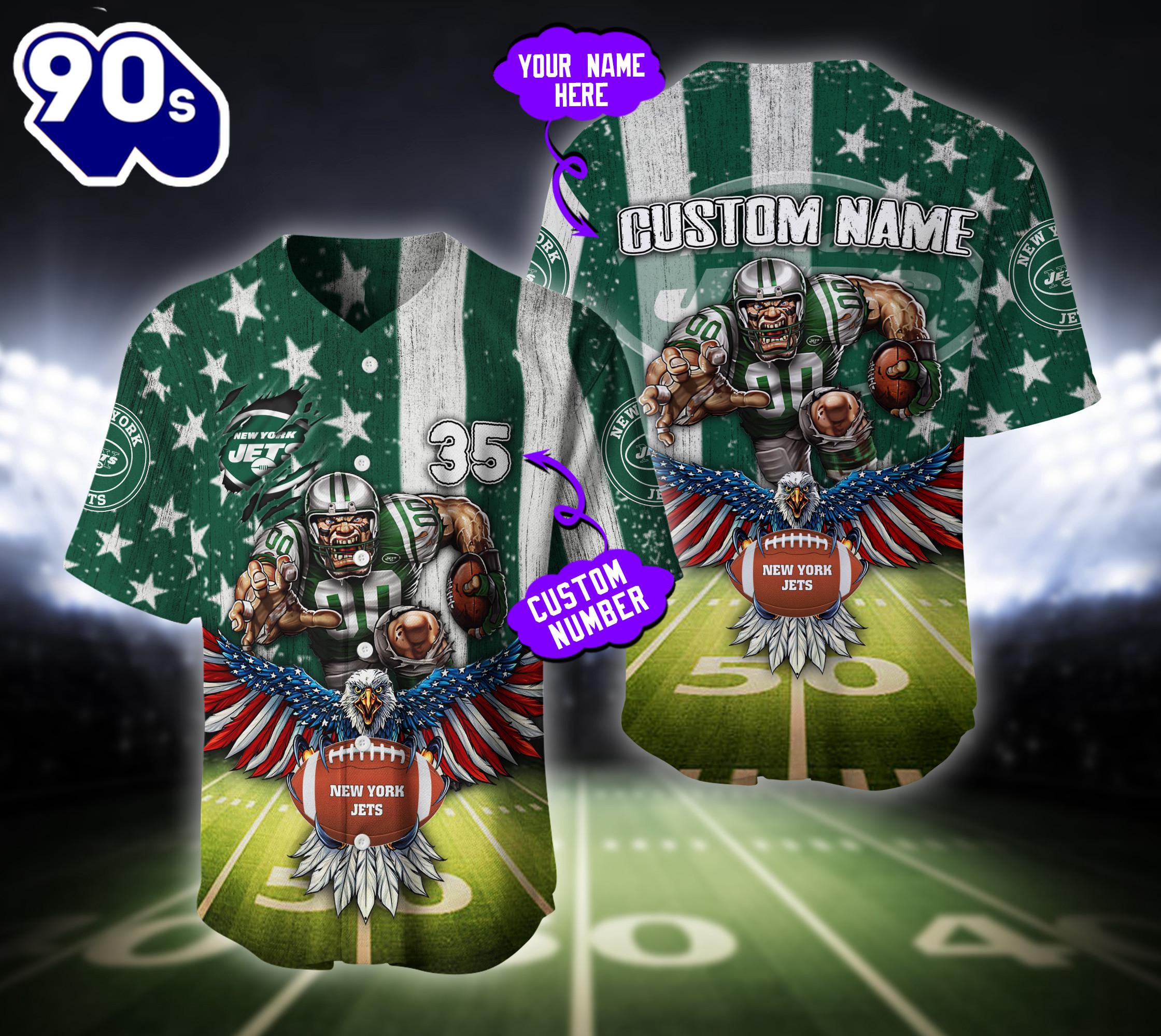 New York Jets NFL Baseball Jersey Custom Shirt For Fans New York Jets NFL Baseball Jersey Custom Shirt For Fans