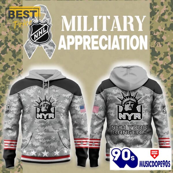New York Rangers 2024 Military Appreciation Hoodie, Jogger, Cap