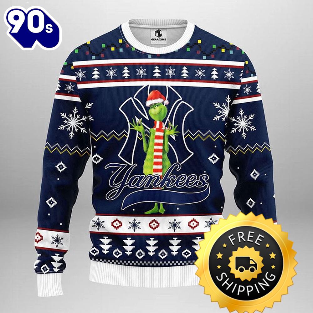 New York Yankees Funny Grinch Ugly Christmas Sweater, New York Yankees Ugly Sweater, MLB Christmas Sweater New York Yankees Funny Grinch Ugly Christmas Sweater, New York Yankees Ugly Sweater, MLB Christmas Sweater