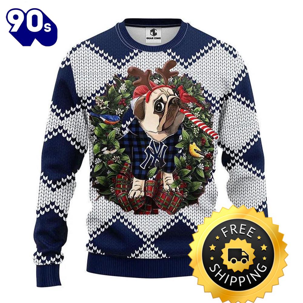 New York Yankees Pub Dog Ugly Christmas Sweater, New York Yankees Ugly Sweater, MLB Christmas Sweater New York Yankees Pub Dog Ugly Christmas Sweater, New York Yankees Ugly Sweater, MLB Christmas Sweater