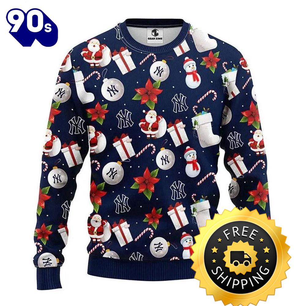 New York Yankees Santa Claus Snowman Ugly Christmas Sweater, New York Yankees Ugly Sweater, MLB Christmas Sweater New York Yankees Santa Claus Snowman Ugly Christmas Sweater, New York Yankees Ugly Sweater, MLB Christmas Sweater