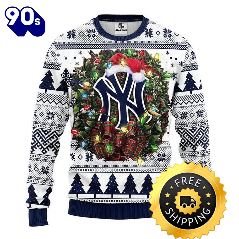 New York Yankees Santa Hat Ugly Christmas Sweater, New York Yankees Ugly Sweater, MLB Christmas Sweater New York Yankees Santa Hat Ugly Christmas Sweater, New York Yankees Ugly Sweater, MLB Christmas Sweater