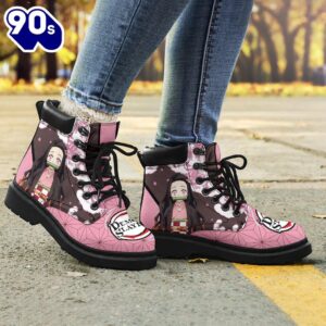 Nezuko Leather Boots Shoes Demon Slayer Anime Custom