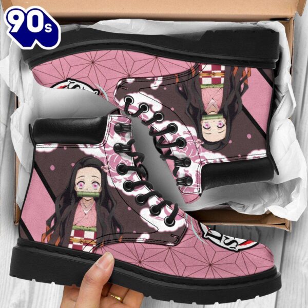 Nezuko Leather Boots Shoes Demon Slayer Anime Custom