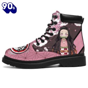 Nezuko Leather Boots Shoes Demon Slayer Anime Custom