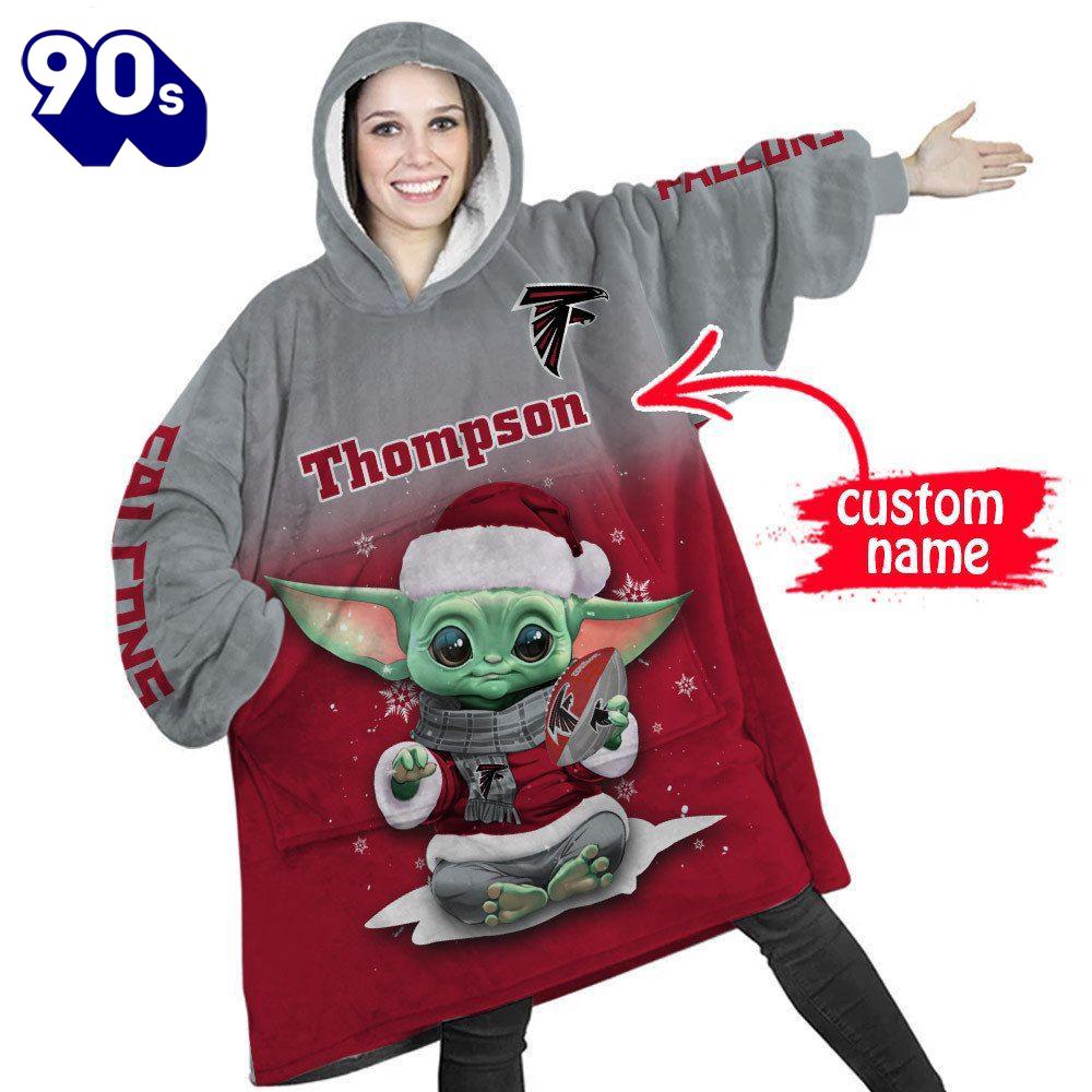 NFL Atlanta Falcons Baby Yoda Custom Huggle Hoodie NFL Atlanta Falcons Baby Yoda Custom Huggle Hoodie