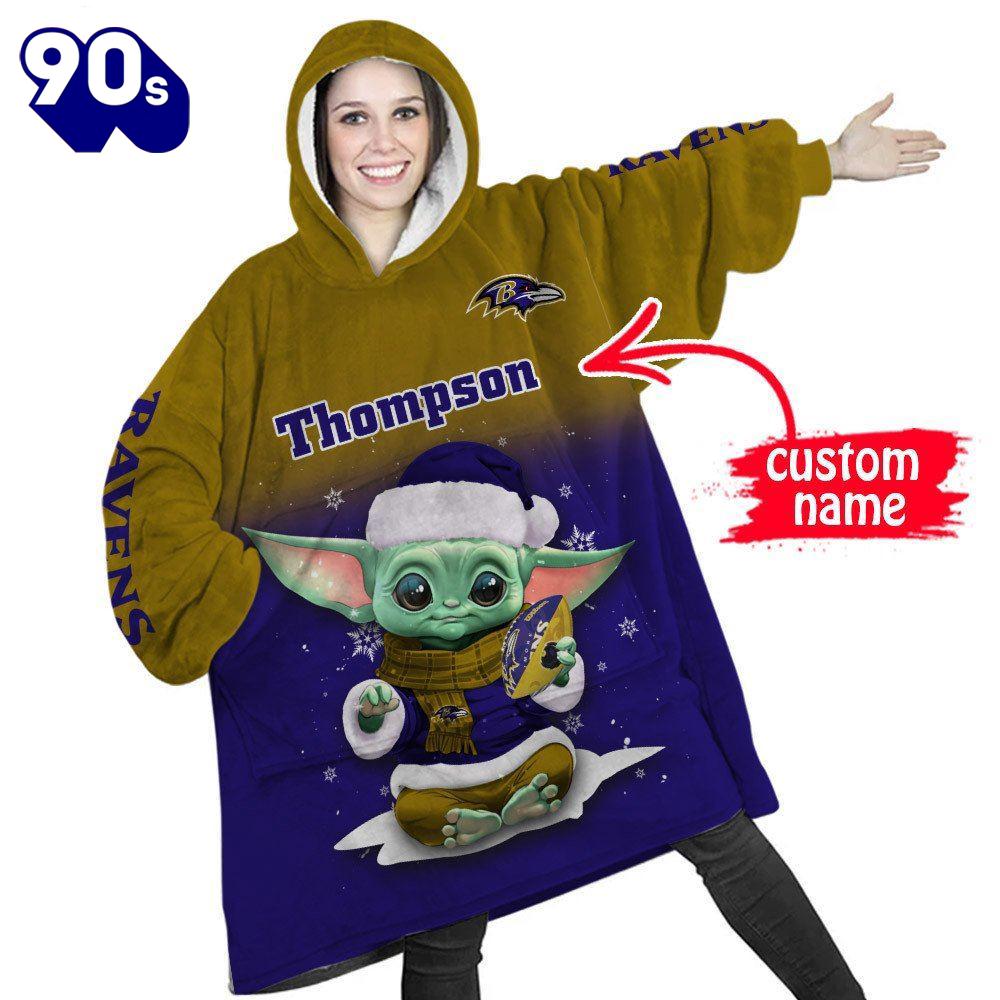 NFL Baltimore Ravens Baby Yoda Custom Huggle Hoodie NFL Baltimore Ravens Baby Yoda Custom Huggle Hoodie