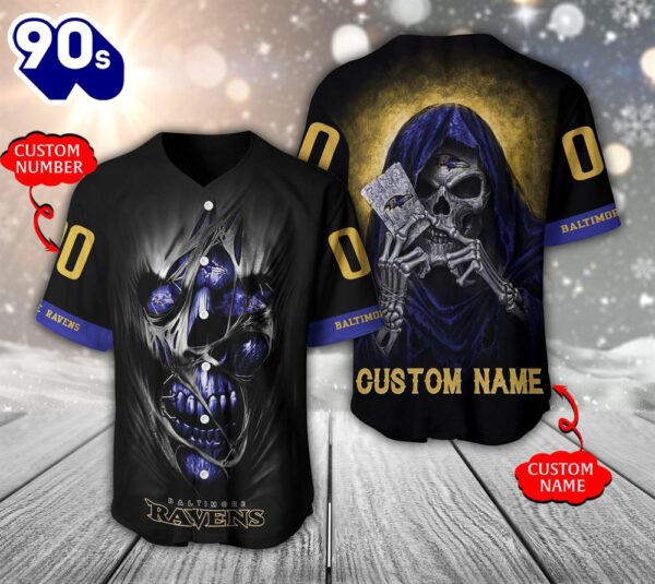 NFL Baltimore Ravens Scary Halloween Personalized Baseball Jersey