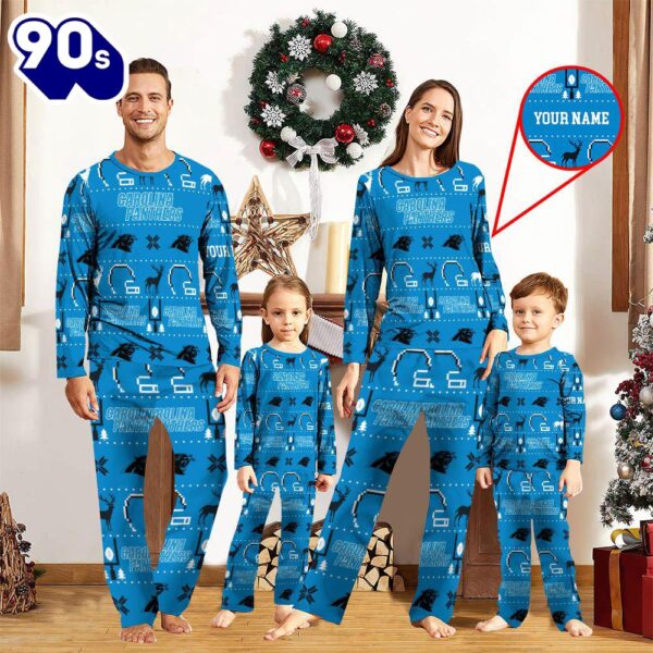 NFL Family Pajama Set,  NFL Carolina Panthers Sport Pajamas Custom Your Name