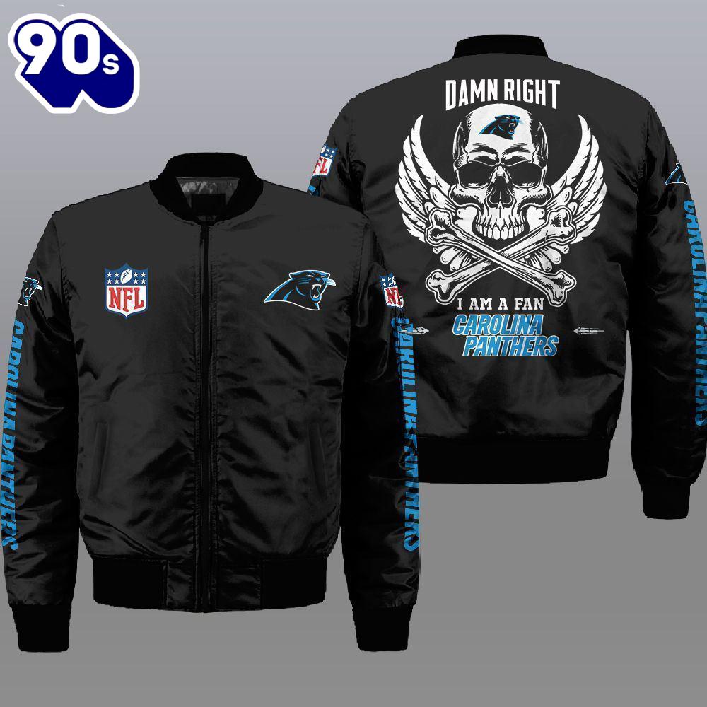 Nfl Carolina Panthers Wings Skull 3D Bomber Jacket Gift For Christmas Nfl Carolina Panthers Wings Skull 3D Bomber Jacket Gift For Christmas