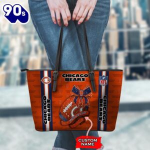 NFL Chicago Bears Leather Handbag And Tote Bag Gift Christmas For Fans Team Sport