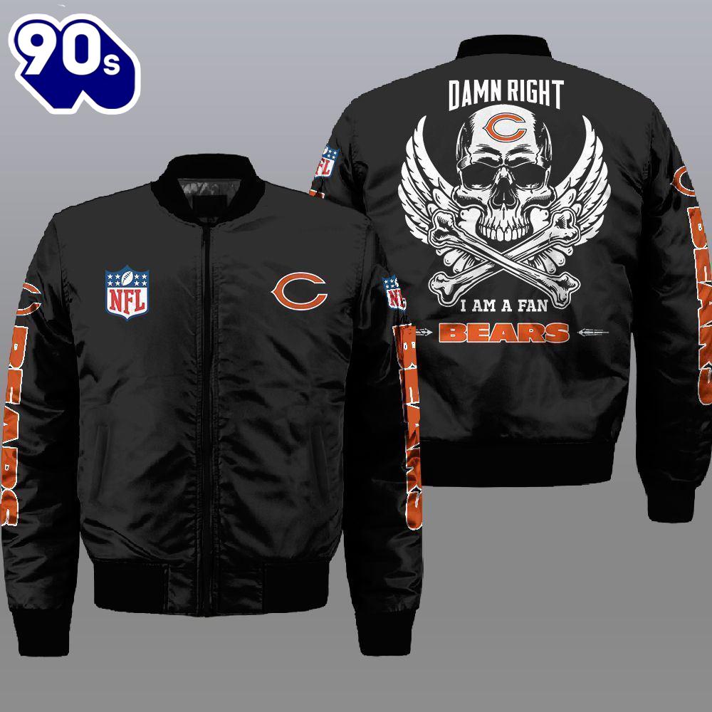 Nfl Chicago Bears Wings Skull 3D Bomber Jacket Gift For Christmas Nfl Chicago Bears Wings Skull 3D Bomber Jacket Gift For Christmas
