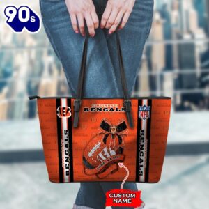 NFL Cincinnati Bengals Leather Handbag And Tote Bag Gift Christmas For Fans Team Sport