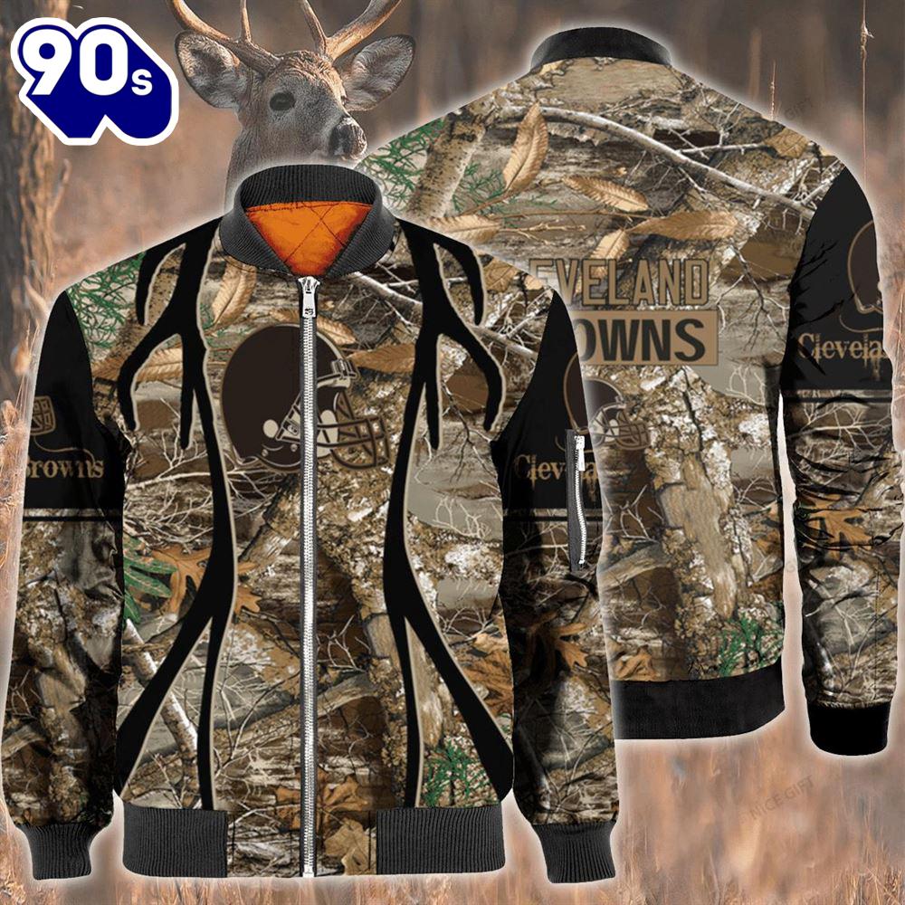 Nfl Cleveland Browns Hunting Bomber Jacket Nfl Cleveland Browns Hunting Bomber Jacket