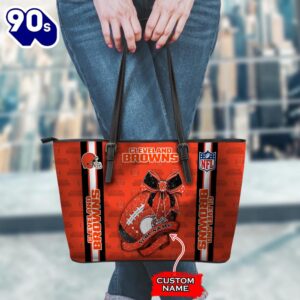 NFL Cleveland Browns Leather Handbag And Tote Bag Gift Christmas For Fans Team Sport