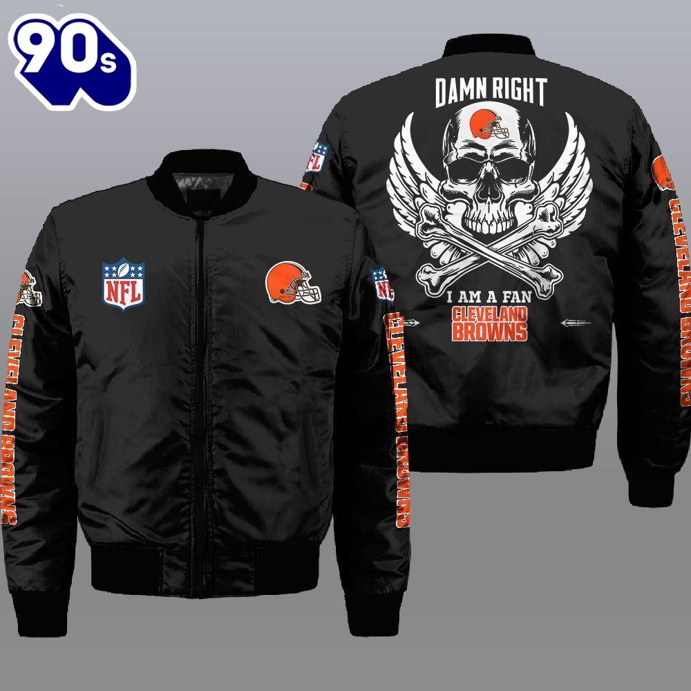 Nfl Cleveland Browns Wings Skull 3D Bomber Jacket Gift For Christmas Nfl Cleveland Browns Wings Skull 3D Bomber Jacket Gift For Christmas