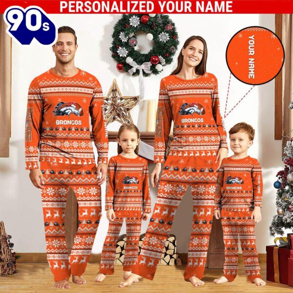 NFL Family Pajama Set,  NFL Denver Broncos Team Pajamas Personalized Your Name