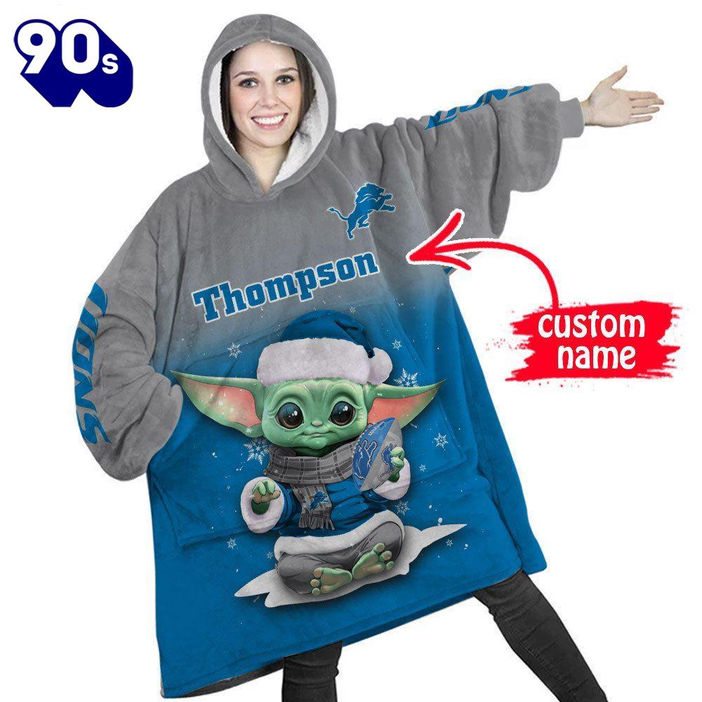 NFL Detroit Lions Baby Yoda Custom Huggle Hoodie NFL Detroit Lions Baby Yoda Custom Huggle Hoodie