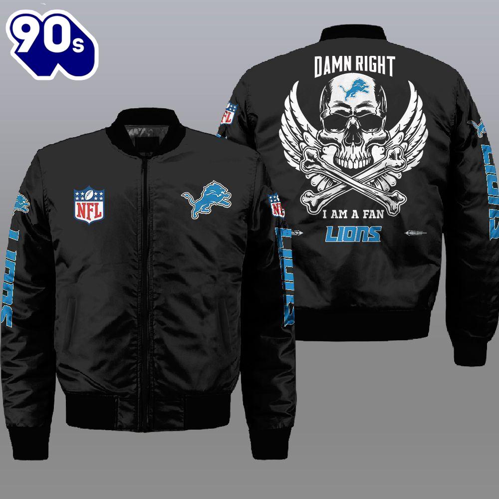 Nfl Detroit Lions Wings Skull 3D Bomber Jacket Gift For Christmas Nfl Detroit Lions Wings Skull 3D Bomber Jacket Gift For Christmas