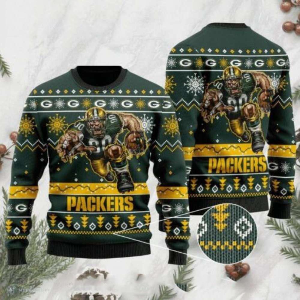 NFL Green Bay Packers Team Mascot Graphics Christmas Sweater NFL Green Bay Packers Team Mascot Graphics Christmas Sweater