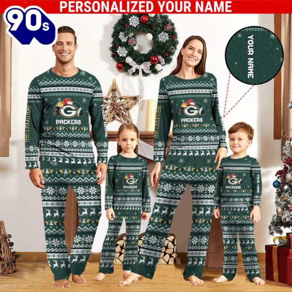 NFL Family Pajama Set,  NFL Green Bay Packers Team Pajamas Personalized Your Name
