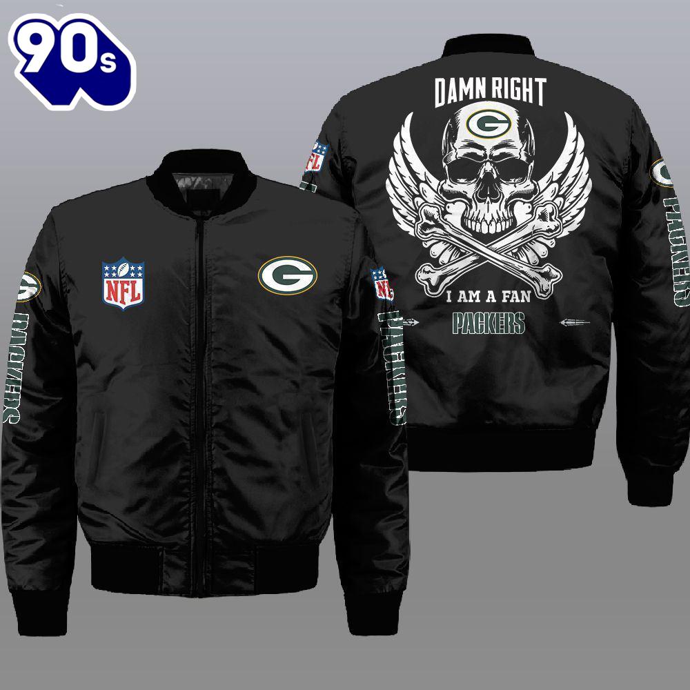 Nfl Green Bay Packers Wings Skull 3D Bomber Jacket Gift For Christmas Nfl Green Bay Packers Wings Skull 3D Bomber Jacket Gift For Christmas