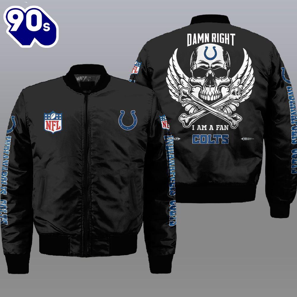 Nfl Indianapolis Colts Wings Skull 3D Bomber Jacket Gift For Christmas Nfl Indianapolis Colts Wings Skull 3D Bomber Jacket Gift For Christmas