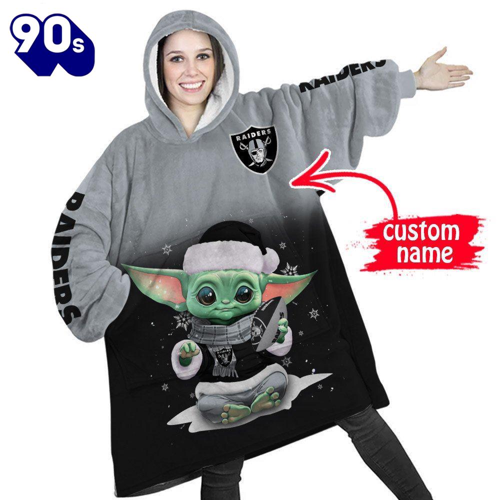 NFL Las Vegas Raiders Baby Yoda Custom Huggle Hoodie NFL Las Vegas Raiders Baby Yoda Custom Huggle Hoodie