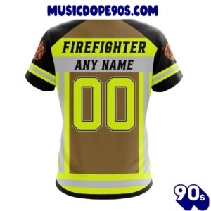 NFL Las Vegas Raiders Custom Name Number Firefighter Uniform T-Shirt 1 NFL Las Vegas Raiders Custom Name Number Firefighter Uniform T-Shirt