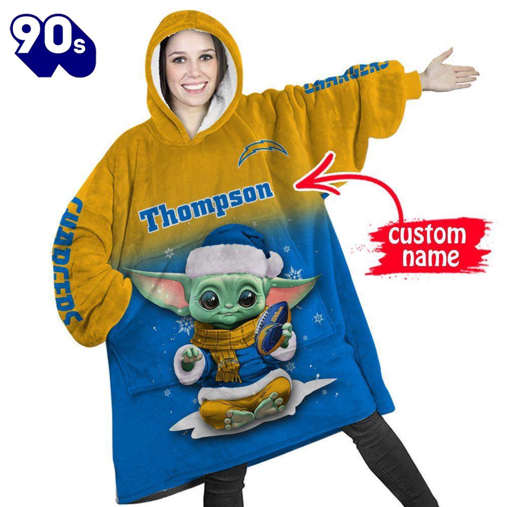 NFL Los Angeles Chargers Baby Yoda Custom Huggle Hoodie NFL Los Angeles Chargers Baby Yoda Custom Huggle Hoodie