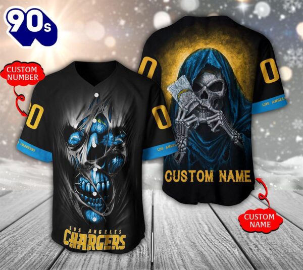 NFL Los Angeles Chargers Scary Halloween Personalized Baseball Jersey