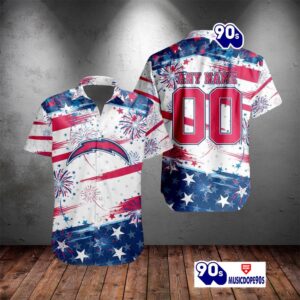 NFL Los Angeles Chargers Special Design For Independence Day 4th Of July Personalized Hawaiian Shirt