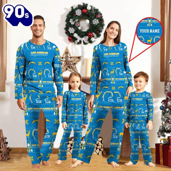 NFL Family Pajama Set,  NFL Los Angeles Chargers Sport Pajamas Custom Your Name