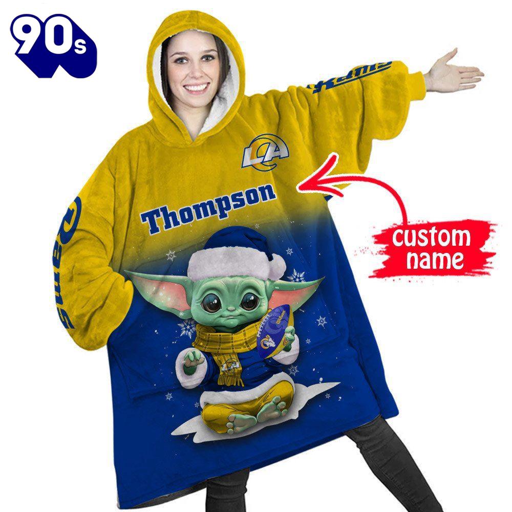 NFL Los Angeles Rams Baby Yoda Custom Huggle Hoodie NFL Los Angeles Rams Baby Yoda Custom Huggle Hoodie