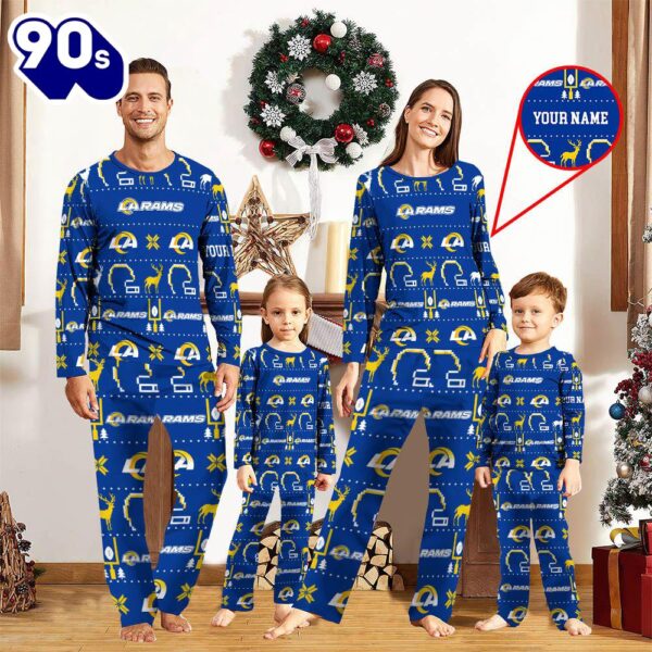 NFL Family Pajama Set,  NFL Los Angeles Rams Sport Pajamas Custom Your Name