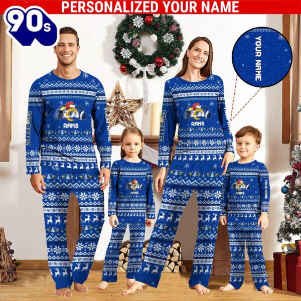 NFL Family Pajama Set,  NFL Los Angeles Rams Team Pajamas Personalized Your Name