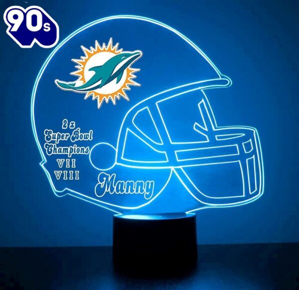 Custom Name  NFL Miami Dolphins Football Led Sports Fan Lamp