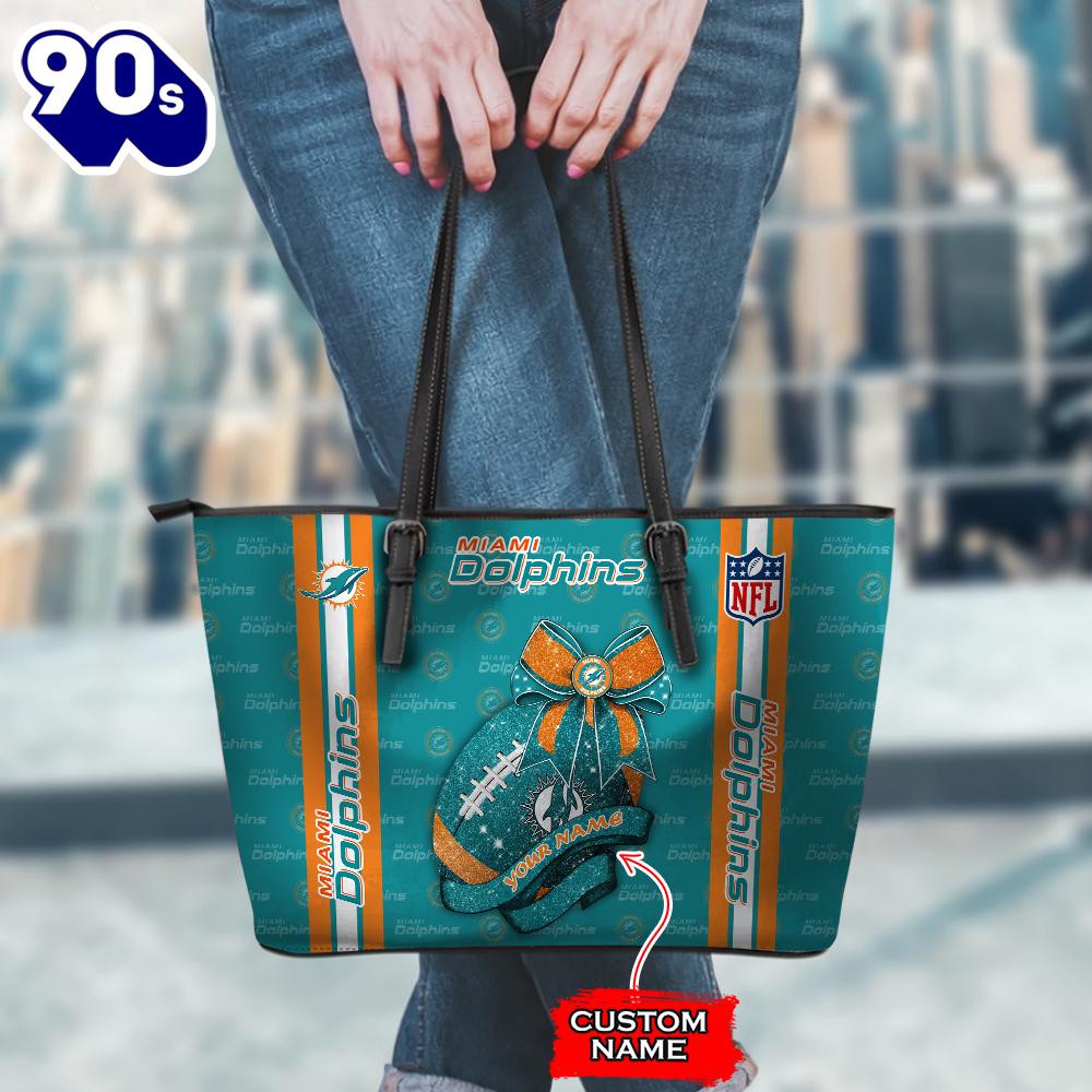 NFL Miami Dolphins Leather Handbag And Tote Bag Gift Christmas For Fans Team Sport NFL Miami Dolphins Leather Handbag And Tote Bag Gift Christmas For Fans Team Sport