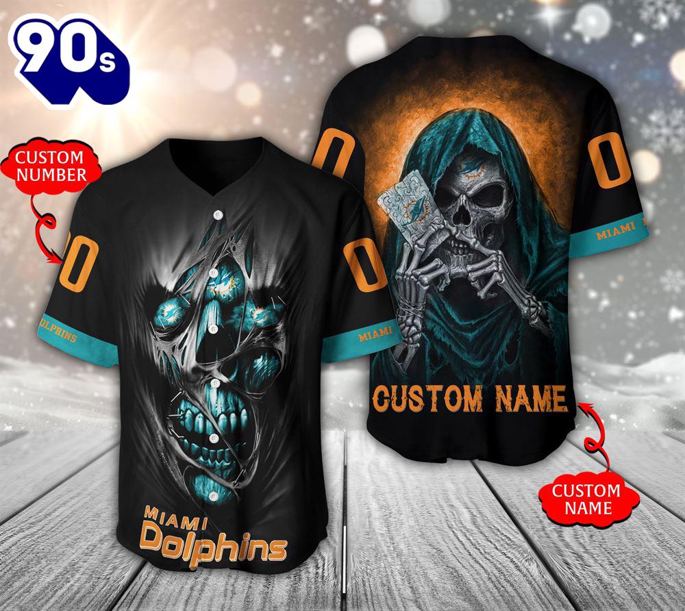 NFL Miami Dolphins Scary Halloween Personalized Baseball Jersey NFL Miami Dolphins Scary Halloween Personalized Baseball Jersey