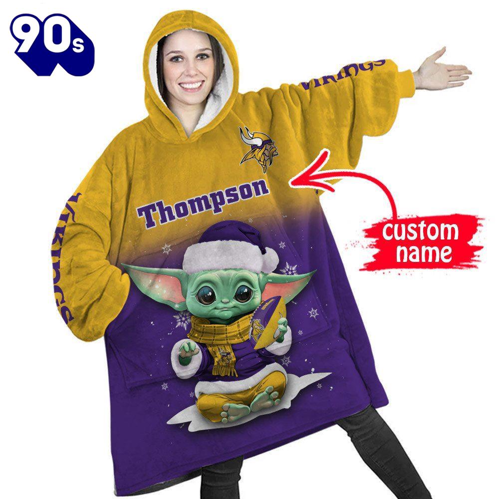 NFL Minnesota Vikings Baby Yoda Custom Huggle Hoodie NFL Minnesota Vikings Baby Yoda Custom Huggle Hoodie