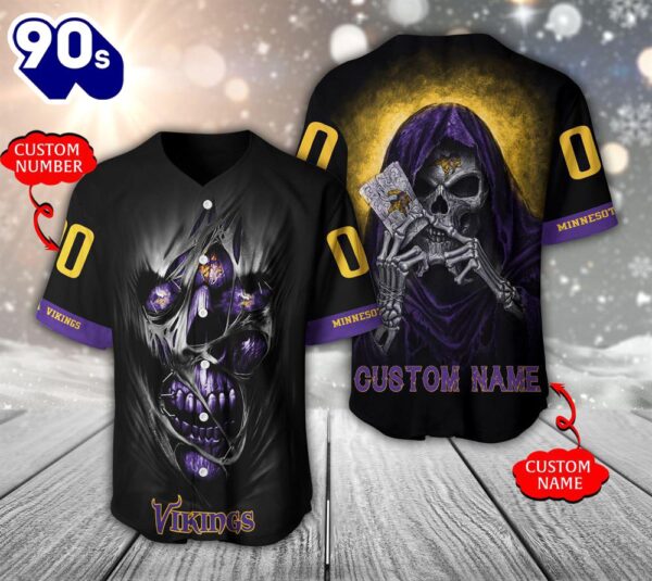 NFL Minnesota Vikings Scary Halloween Personalized Baseball Jersey