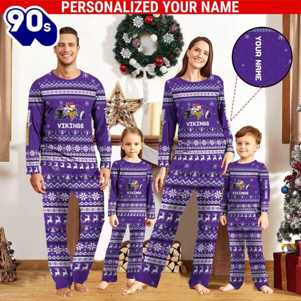 NFL Family Pajama Set,  NFL Minnesota Vikings Team Pajamas Personalized Your Name